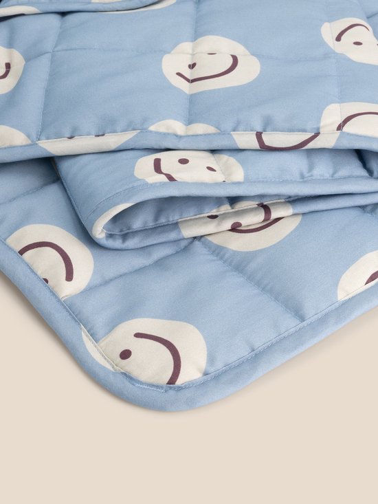 BLENKZ – Verzwaringsdeken Kind 3 kg – 100×150 cm – Kinderformaat – Voor kinderen van ±4–8 jaar – Smile Blue Merlot – Zwaartedeken