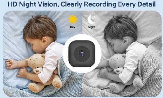 Spy Camera - Bewakingscamera 4K FHD Mini WiFi Camera - Baby Huisdier - WiFi met App - Nachtzicht - Incl. 64GB SD Kaart - Beveiligingscamera voor binnen - Verborgen Camera - Auto IR Nachtzicht - Bewegingsdetectie Waarschuwing van Merkloos — afbeelding 5
