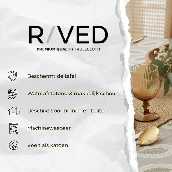 Nappe Raved Feuilles Beige 140 cm x 270 cm - PVC - Lavable