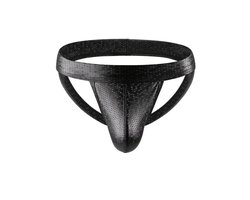 LekkerStout Jockstrap - Zwart - PU Leder - Honingraat - Maat M | LS192