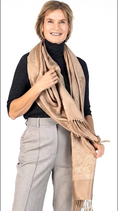 Écharpe beige de cachemire et de soie comme foulard Pashmina, 200 * 70 cm, mariage, châle, châle pour dames. Écharpes, pashmina, étole pour dames.