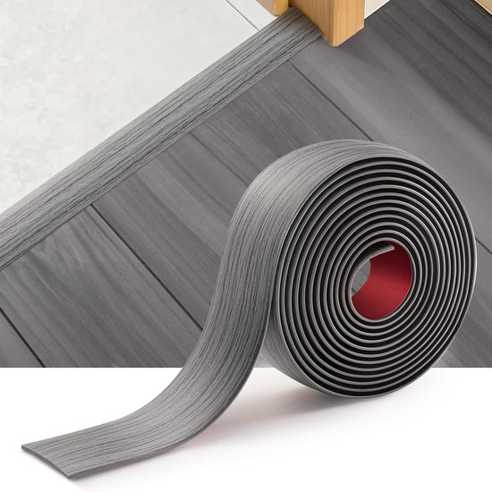 1 M - Bande de transition en vinyle auto-adhésive - bande pour plancher stratifié - bande de séparation plate - pour combler les ouvertures de plancher, les seuils de moquette, les carreaux (gris)