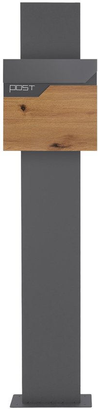 Brievenbus 37x36,5x11 cm antraciet/houtlook staal ML-Design