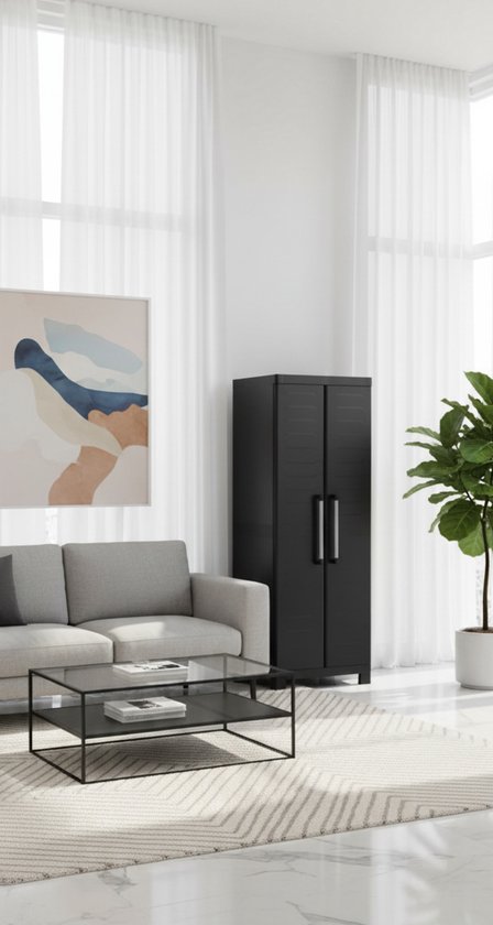 Keter Detroit Alto Kunststof Kast Met 4 Planken - Zwart 65x45x182 Cm