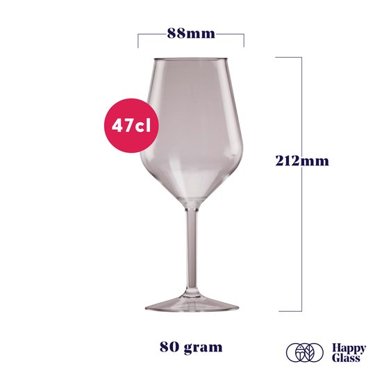HappyGlass Lady Abigail plastic wijnglazen - Set van 4 kunststof herbruikbare wijnglazen - 47cl - Noble smoke - BPA-vrij Tritan- Limited Edition — afbeelding 3