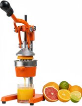 Cookinglife Gietijzeren Citruspers - Handmatige sinaasappelpers met pershendel en pulpfilter - O.a. geschikt als limoenpers, citroenpers of sinaasappelpers - Hevelmodel Oranje - Horeca Geschikt