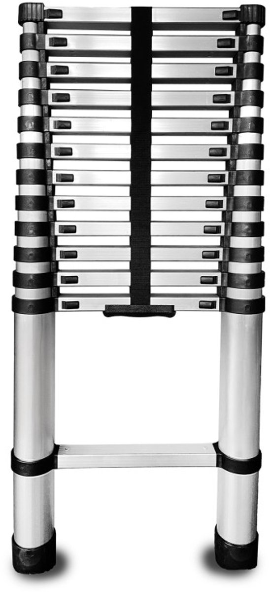 Baulich Aluminium telescopische ladder, 13 sporten - 107-380 cm, draagvermogen 125 kg, compact, verstelbaar, antislip voeten, voor huis en tuin