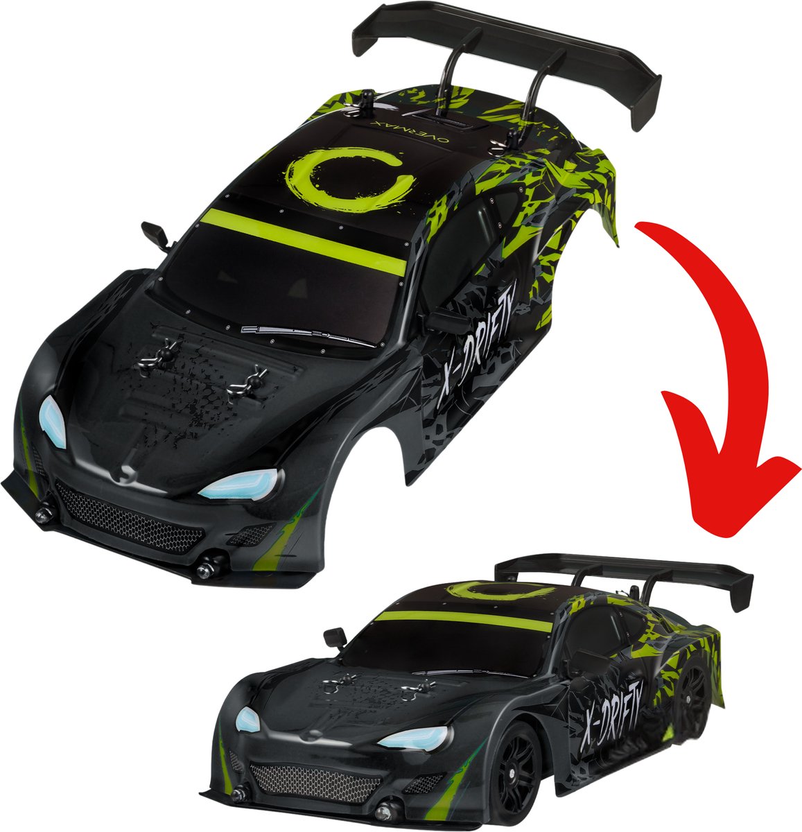 Overmax X-Drifty Carrosserie – RC Auto Body – Vervangende Kap voor X-Drifty – Accessoire voor Drift RC Auto – Nieuwe Look – Duurzaam & Lichtgewicht – Gemakkelijk te Monteren – Personaliseer je RC – Drifting & Race Design – Tweede Leven voor je RC