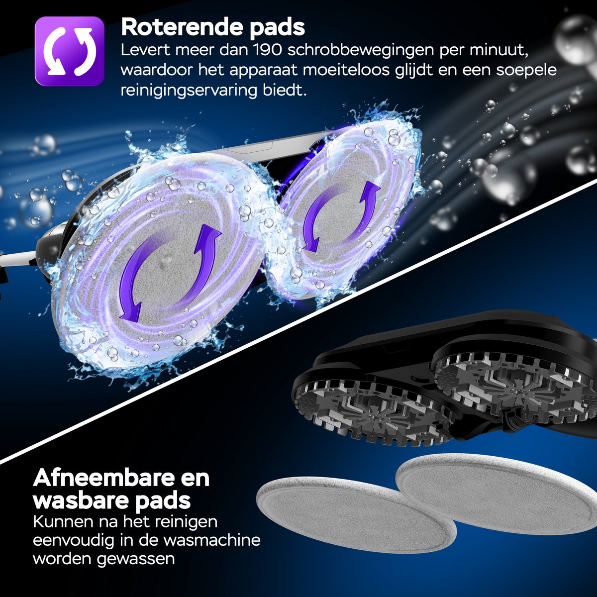 TurboTronic AquaVac AQV700 Stoomreiniger Vloer – Elektrische - Dweil - Stoomdweil met Dubbele Pads – Krachtige 1200W Stoomreiniger voor Alle Harde Vloeren thumbnail 7