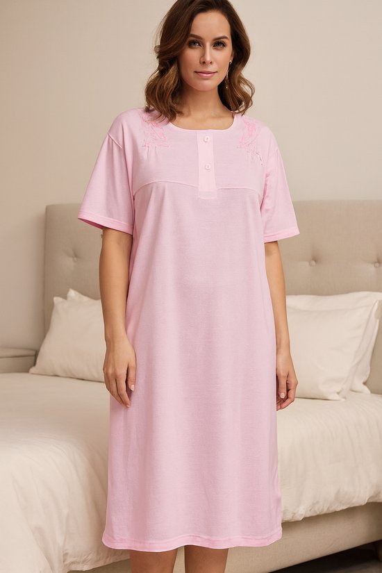 Chemise de nuit mi-longue confortable et élégante - Grandes tailles (XXL - 6XL) - Chemise de nuit 4 saisons - Manches courtes