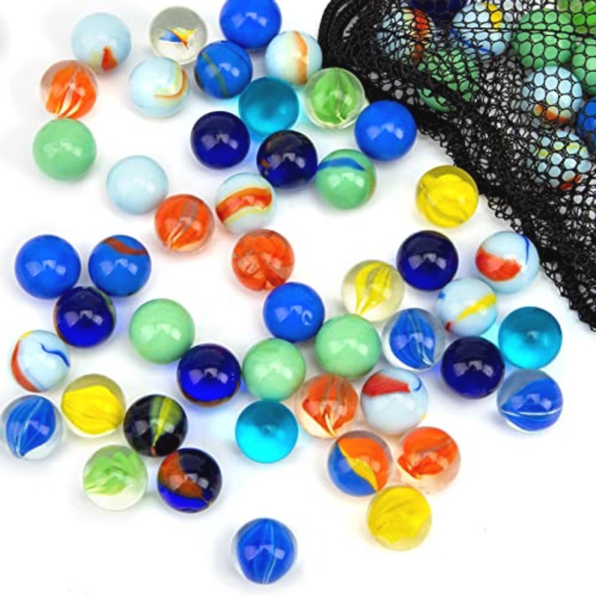 Kleurige glazen knikkers voor kinderen - 16 mm, 160 stuks - perfect voor knikkerspel en decoratie