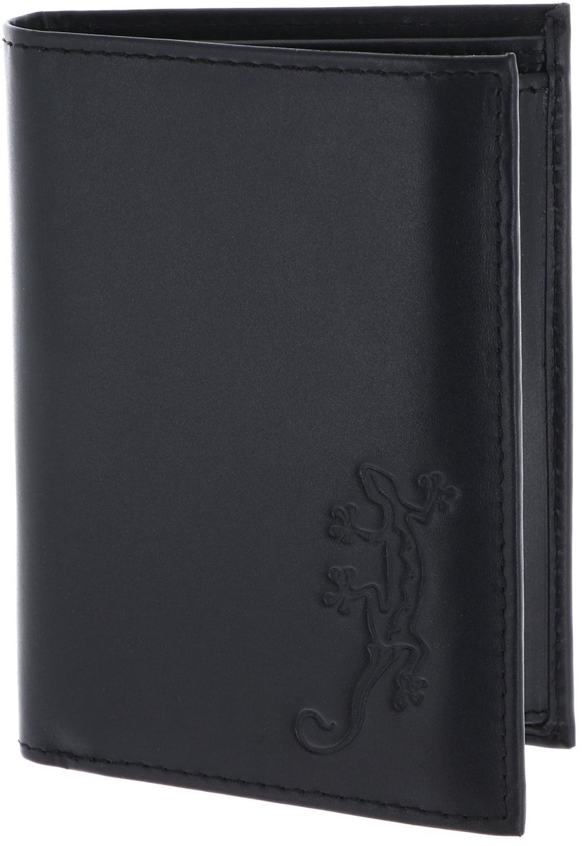 oxmox Leren portemonnee Leather Wallet Lizard Embossed Black zwart