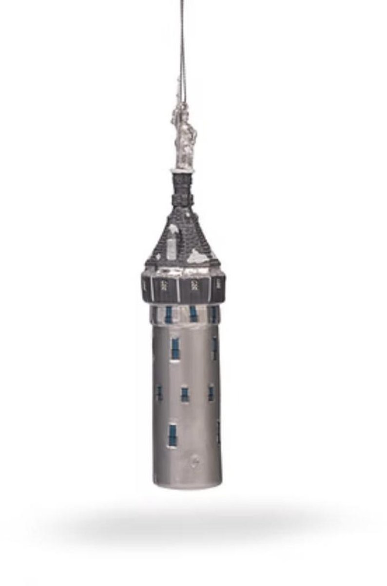 Kerstbal Riddertoren Kasteel de Haar – Handgemaakt glazen ornament in zilver