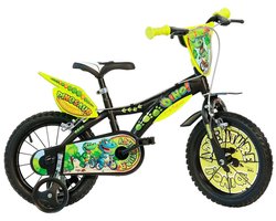 Dino Bikes Kinderfiets 14 inch dinosaurus - Kinderfiets Zijwieltjes - Jongensfiets - Zwart