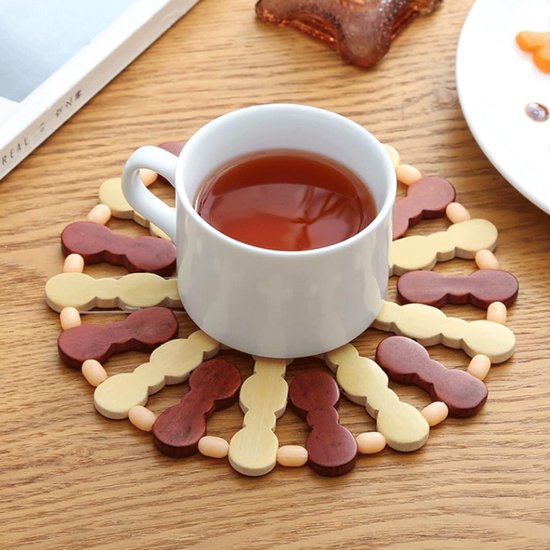 Lot de 4 jolis sous-verres en bois pour boissons, ronds, pouvant servir de sets de table ou de dessous de tasse, pour tous types de tasses et mugs, 17 cm / 6,6 pouces, pratiques