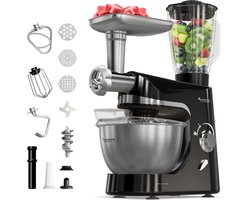 TurboTronic TT-007 / Keukenmachine - Staande Keukenmixer- keukenrobot -Foodprocessor - 5 Liter - 2000W - Zwart