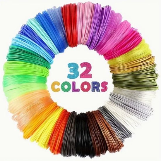 Recharges pour stylo 3D - Filament pour stylo 3D - 32 couleurs, Filament pour stylo 3D 1,75 mm - Kit de couleurs pour stylo 3D - Accessoires de vêtements pour bébé pour stylo 3D, Filament pour stylo d'impression 3D - Sans stylo 3D - 96 mètres