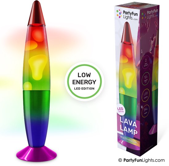 PartyFunLights - Lava Lamp Regenboog look - LED - 34 cm - Lavalampen sfeerlichting - Nachtlampje voor kinderen 6+ van PartyFunLights — afbeelding 4