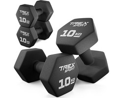 Trex Sport TX-100VD - Dumbbellset - Vinyl - Zeshoekig - 2×10 kgTrex Sport TX-100VD – Dumbells – Fitness Gewichten Set – Vinyl Coating – Zeshoekige Halters – Voor Thuisgym & Aerobics – 2 x 10 kg – Totaal 20 kg