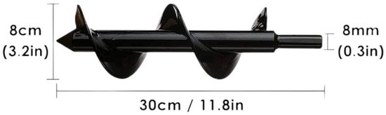 1 stuk - Grondboren - Grondboor voor Boormachine - Grondboor Benzine - Geschikt voor planten - bomen en struiken - 8 cm diameter - 30 cm lengte - Bollenboor - Palenboor van Merkloos	 — afbeelding 2