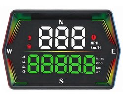 WiiYii Head Up Display G21 - USB-C - GPS - Auto Digitale Snelheidsmeter Head-Up Display Groot Lettertype Kompas Tijdsnelheidsalarm voor alle auto's