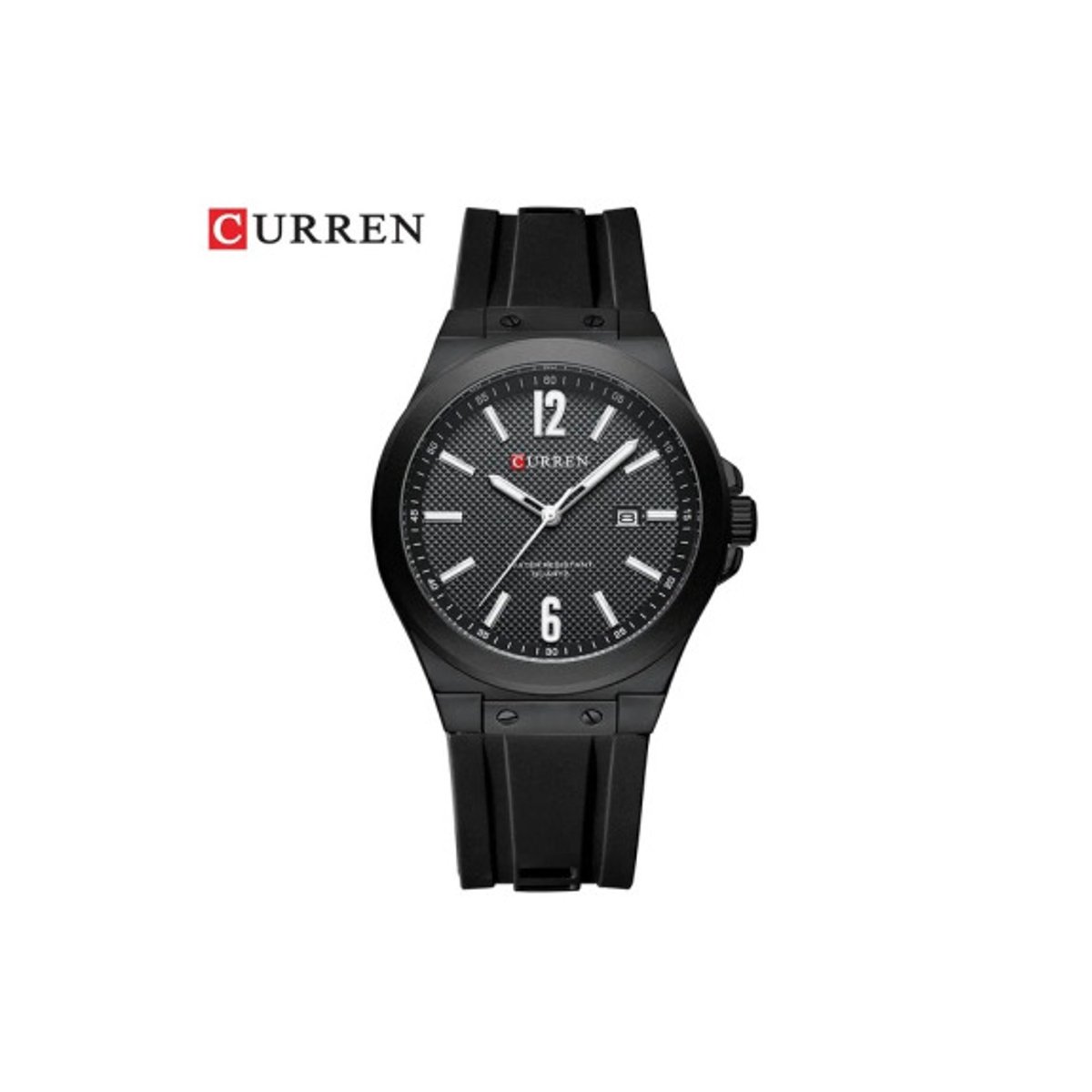 CURREN Horloge 8467 - Full Black - Heren - Quartz - Ronde Kast - Siliconen Band - Kalender - Lichtgevend - Sporthorloge - Waterbestendig