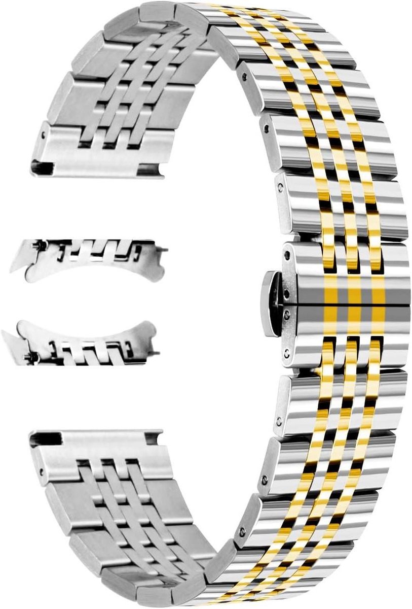 Nordivar - Gepolijste roestvrij stalen horlogeband 20mm 22mm tweekleurig goud roségoud zilver zwart - Voor mannen en vrouwen