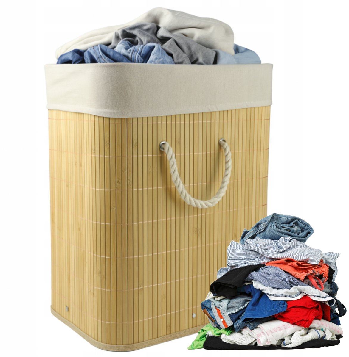 Bamboe wasmand met deksel 40x30x50cm - Stijlvolle opbergmand