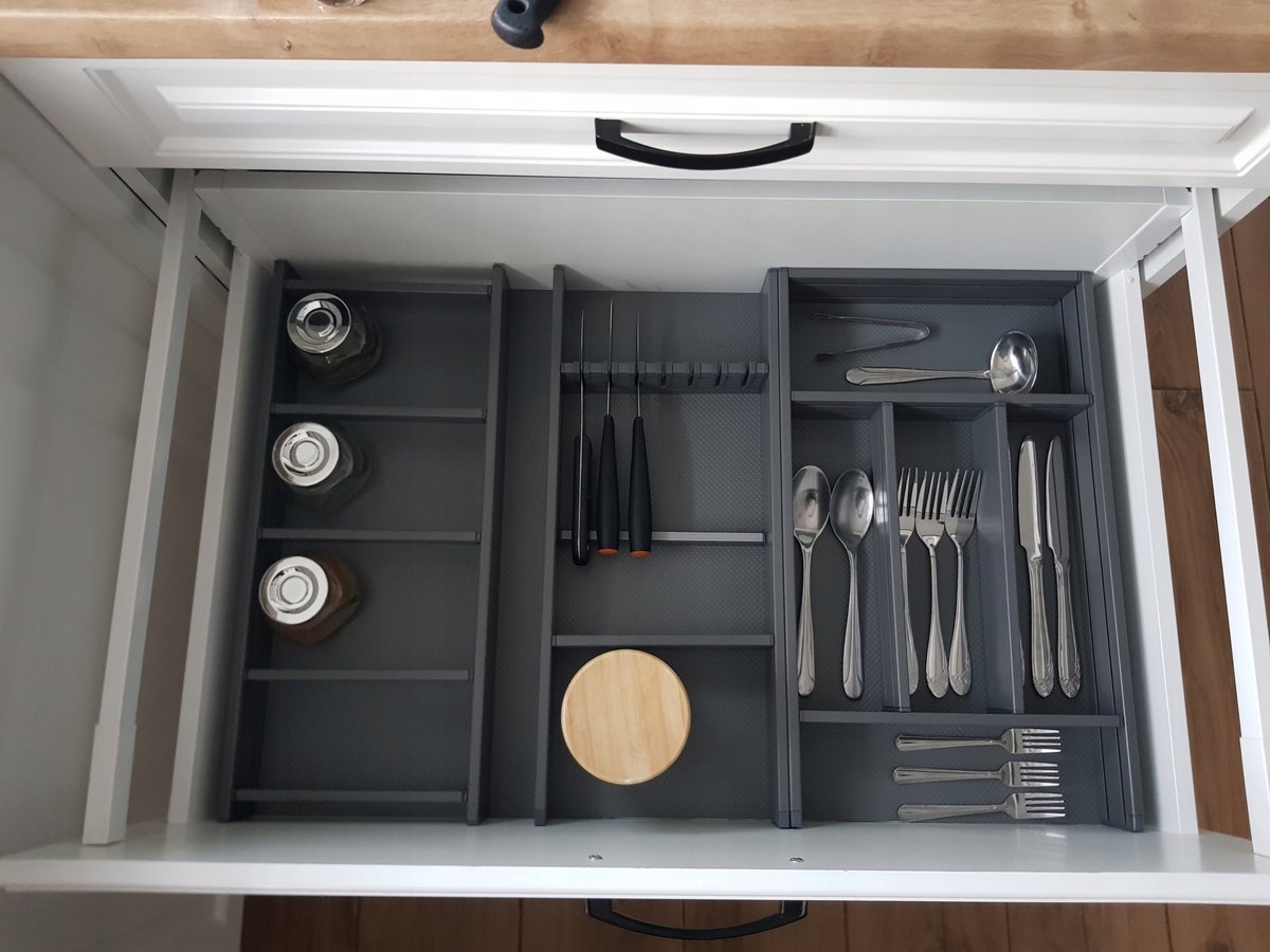 Antraciet Kruiden Organizer voor Lade (50cm diep)