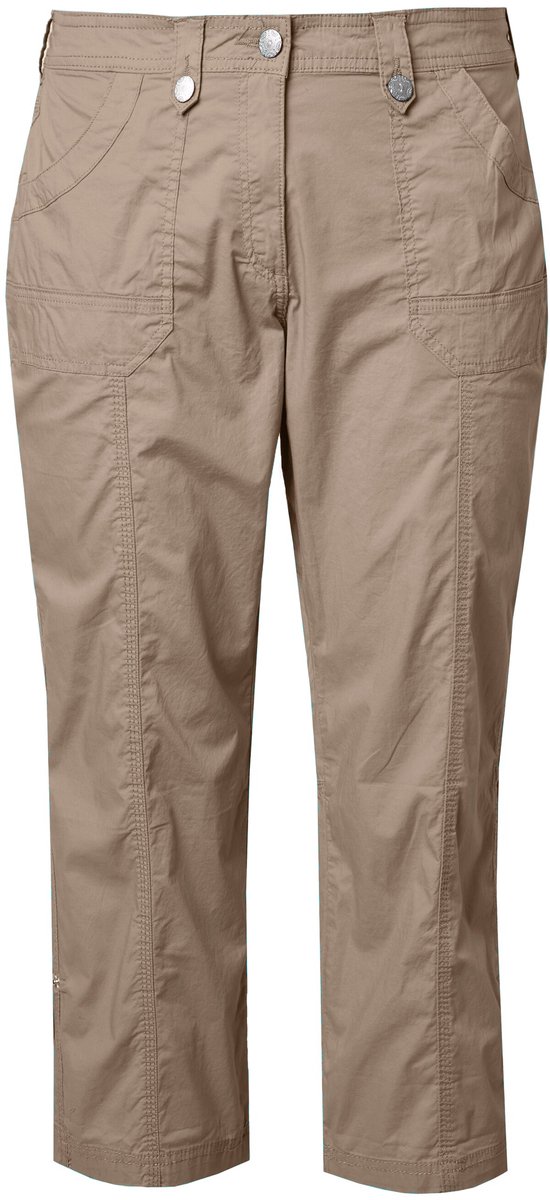 Ulla Popken - Dames - 7/8-cargohose oprolbandje voor broekspijp - Cement - Maat 62