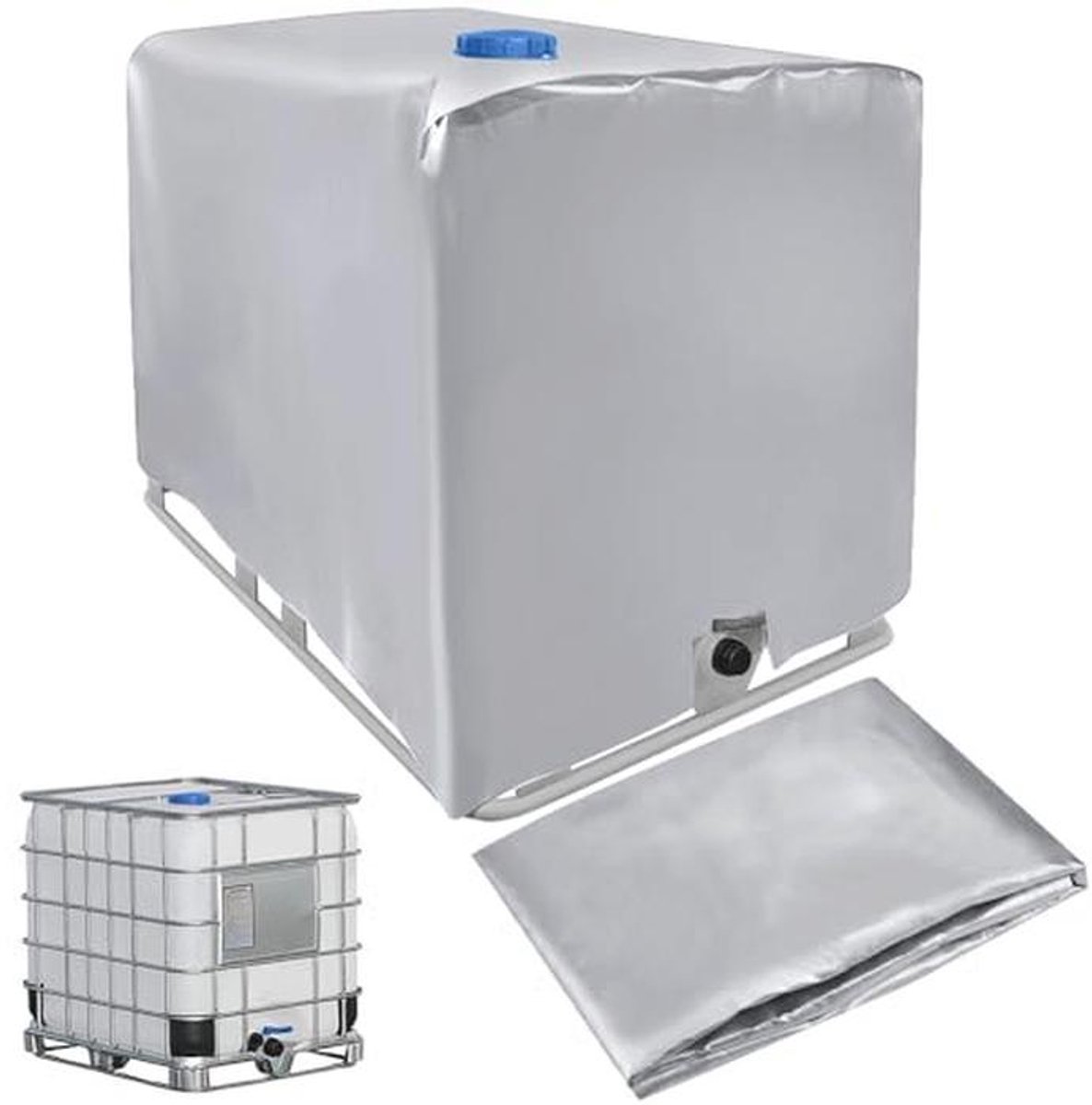 IBC Tankafdekking 1000 liter - Afdekzeil voor Waterreservoir en Regentonnen - Zilver