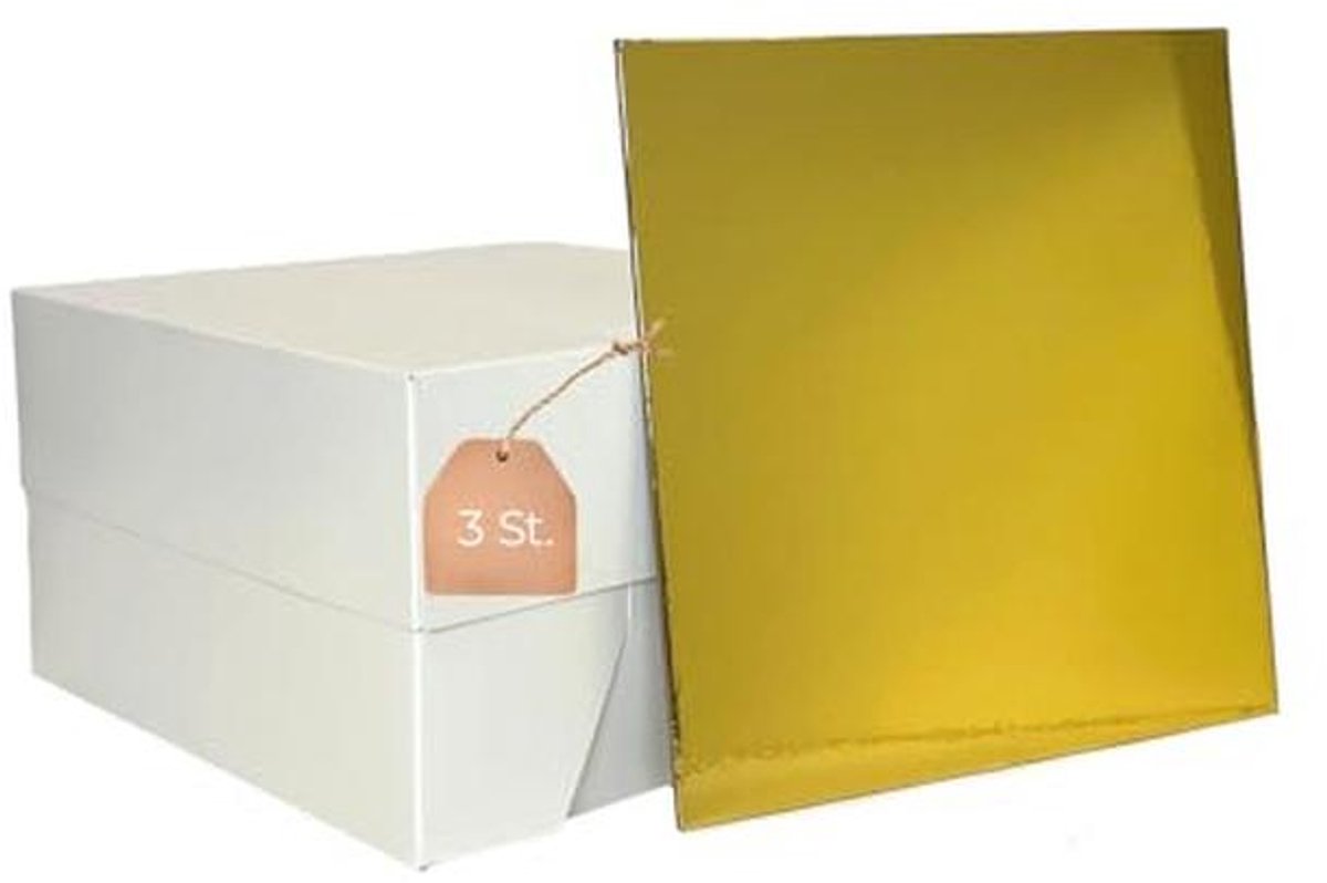 3 Taartdozen met Taartborden - Goud/Zilver - Taartkarton en Onderlegger - 30 x 30 x 15 cm