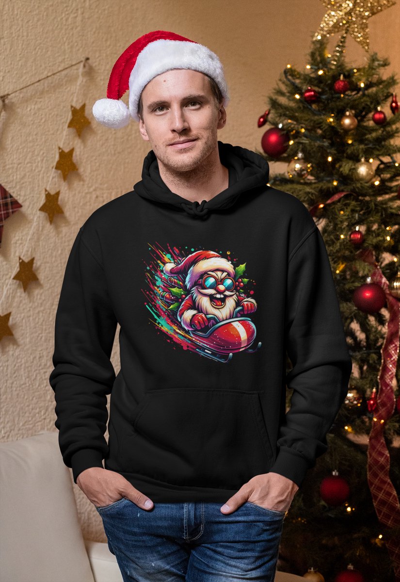 Turbo Santa Santa - Kersttrui - Kerst Trui Zwart - Grappig Kersttrui - Maat XL - Limited Edition