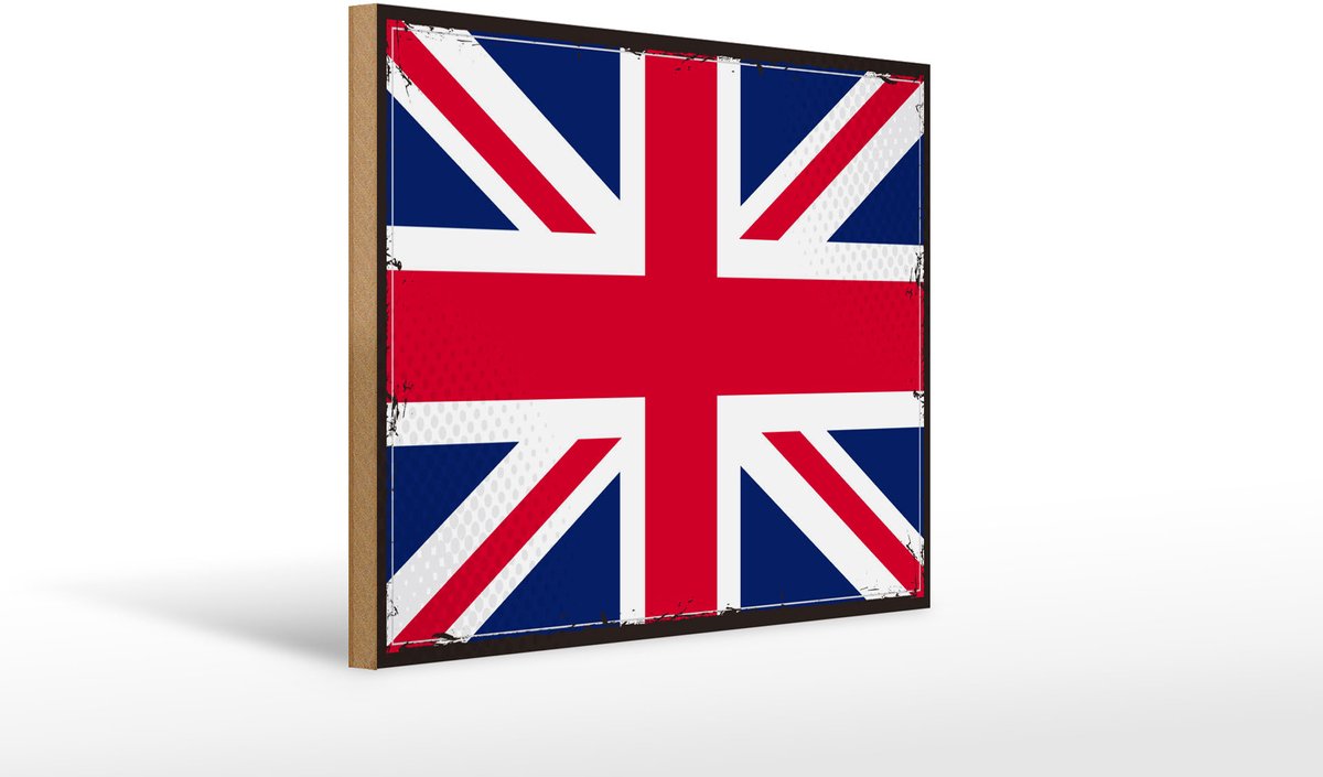 Femer Holzschild Flagge Union Jack 40x30cm Retro United Kingdom Multi