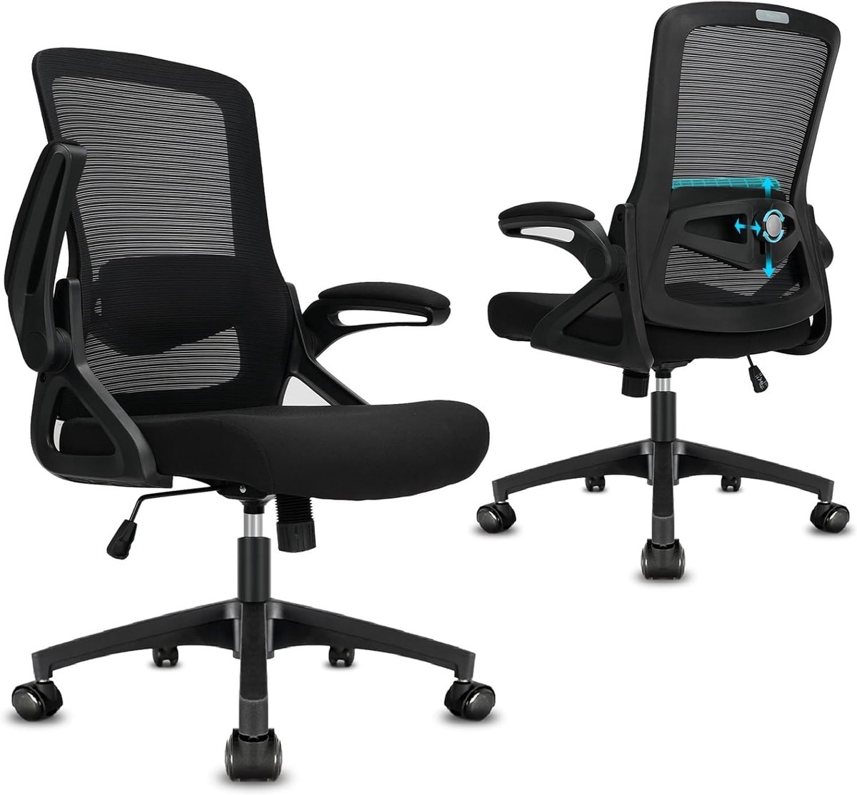 Ergonomische Bureaustoel met Opklapbare Armleuningen, - Opklapbare Armleuningen, In Hoogte Verstelbare - Medahomestore