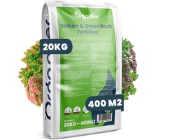 Sedum & Groendak Meststof – 20 kg voor 400 m2 - Sedumdak Voeding met Langdurige Afgifte voor Sterke Groei en Voorkoming van Kale Plekken – Voor Extensieve & Intensieve Daken – NPK 9-2-7 – Organifer
