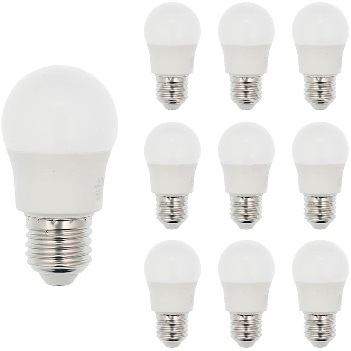 VITO LED Kogellamp G45 E27 - 5W (vervangt 40W) - 390lm - 2700K - 220-240V - Ø45mm - Energiezuinig - 10 stuks