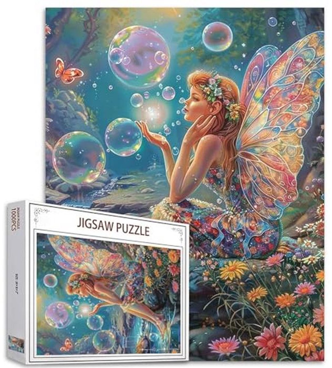 Kleurrijke 1000 stukjes legpuzzel met fantasiebubbels en bloemen