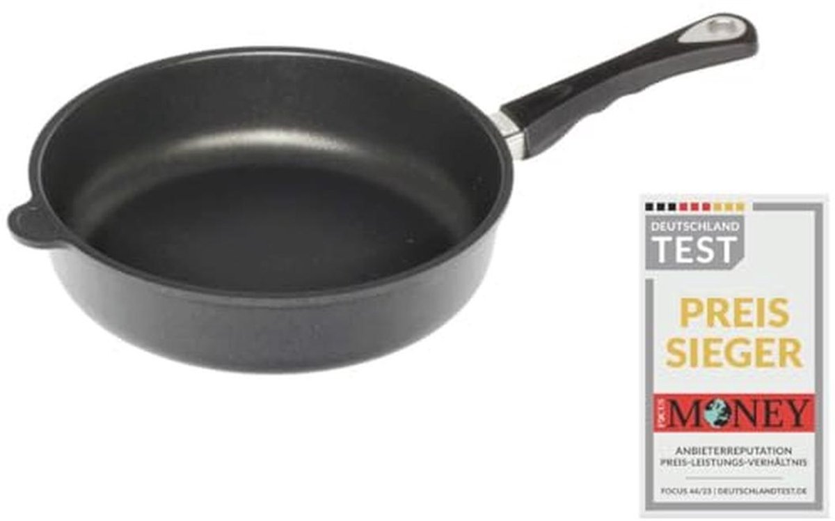 F frying pan 20 cm with sturdy handle, suitable for induction, non-stick coating, cast iron