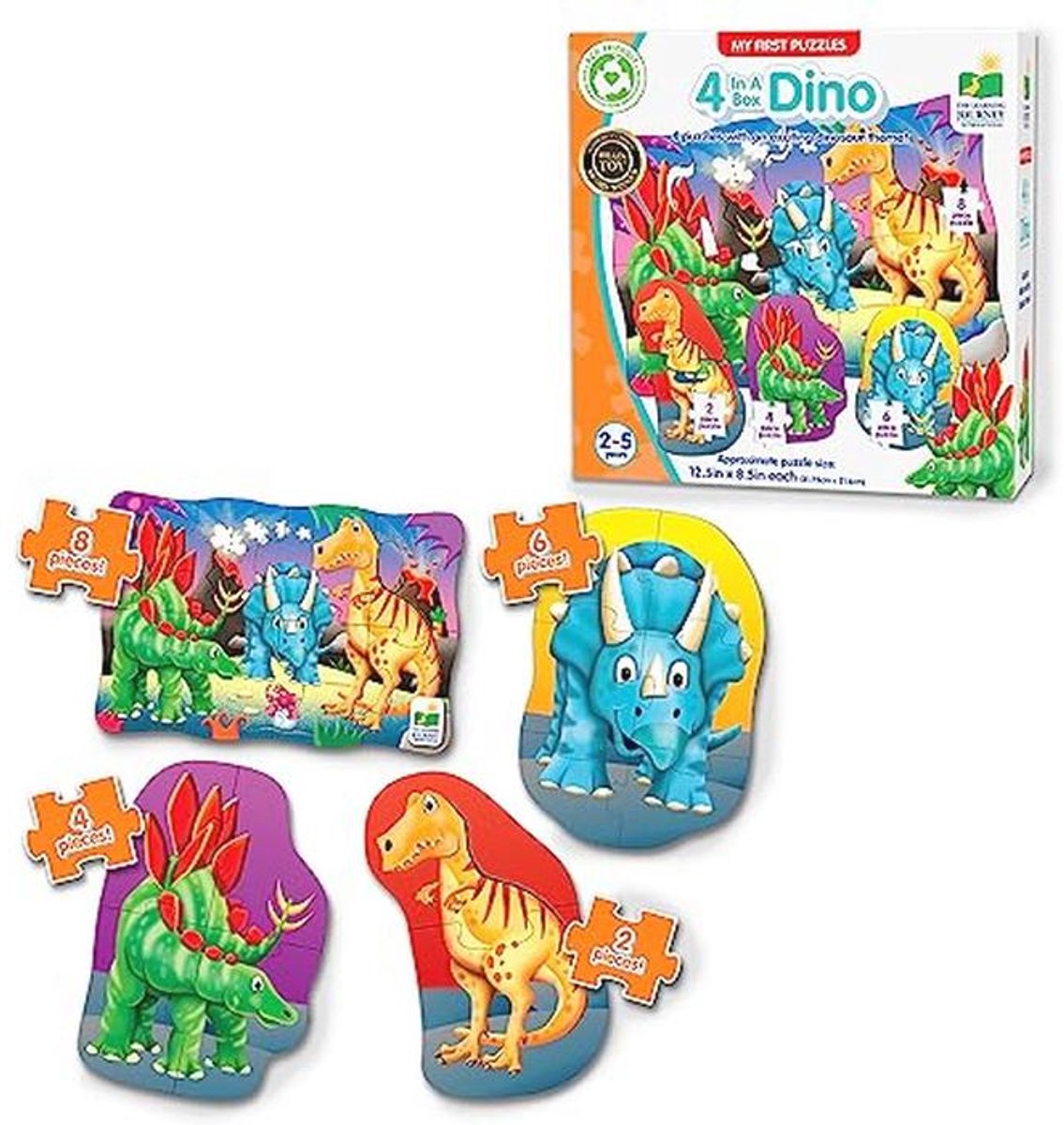 4-in-1 Puzzelset voor Kleuters - Dino Thema