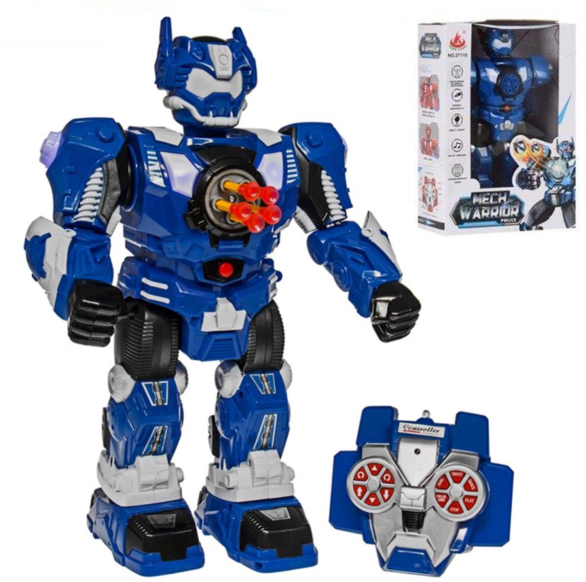 RC Politie Robot - Rapidfire - Schiet Pijltjes - Met Licht en Geluid - Blauw