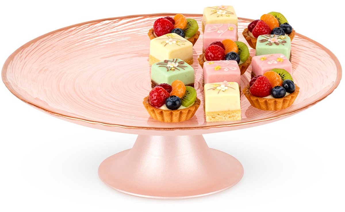 Taartplateau op Voet Glas Roze 21 cm - Taart - Plateau - Cake Standaard