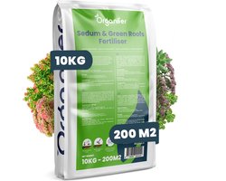 Sedum & Groendak Meststof – 10 kg voor 200 m2 - Sedumdak Voeding met Langdurige Afgifte voor Sterke Groei en Voorkoming van Kale Plekken – Voor Extensieve & Intensieve Daken – NPK 9-2-7 – Organifer
