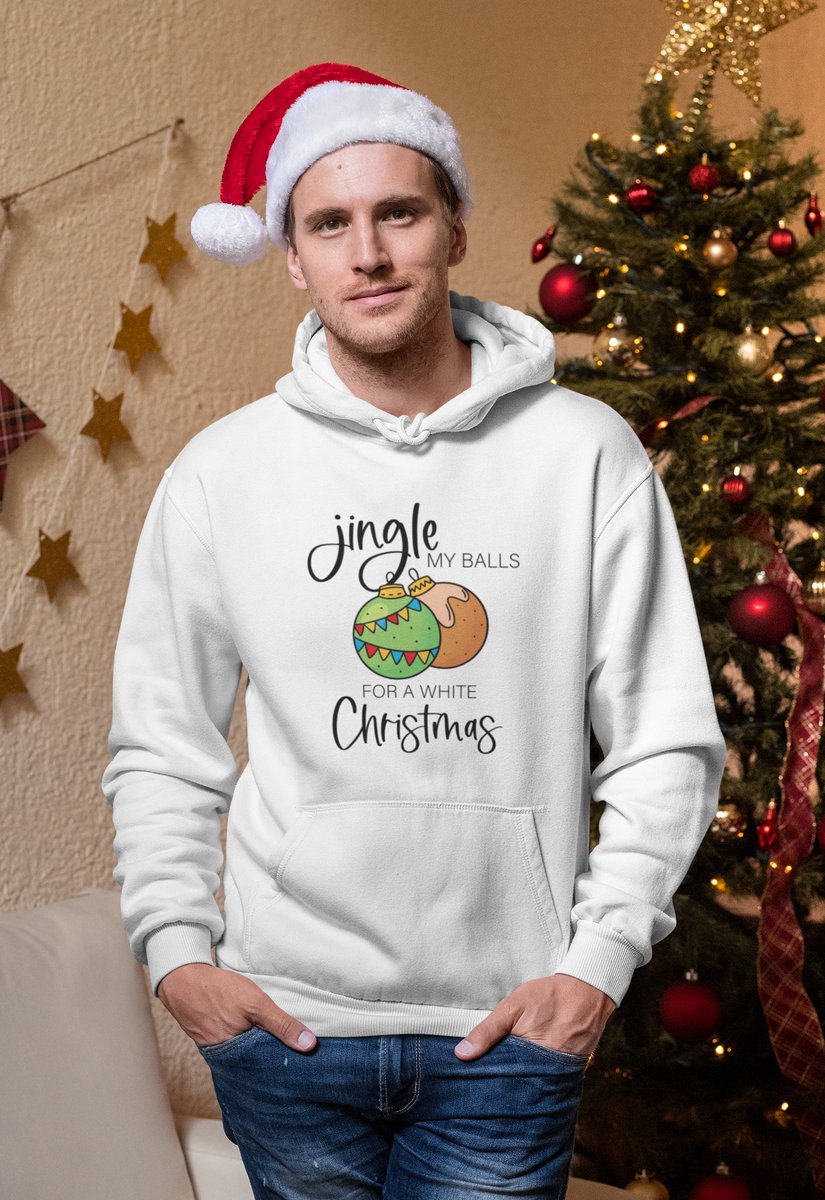 Jingle My Balls Santa - Kersttrui - Kerst Trui Wit - Grappig Kersttrui - Maat XXL - Limited Edition