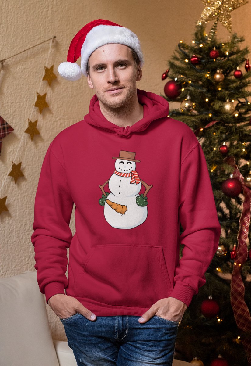 Cheeky Snowman - Kersttrui - Kerst Trui Rood - Grappig Kersttrui - Maat XL - Limited Edition