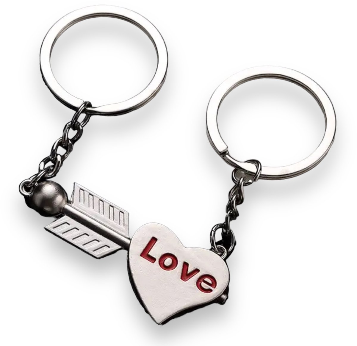 Lovers Sleutelhanger Set – Hart & Pijl | Metalen Duo | Perfect voor Valentijn & Koppels