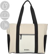 Enrico Benetti Bergen Shopper - Spatwaterdicht - Dames Laptoptas 17 inch - 56008 - Zwart-Beige
