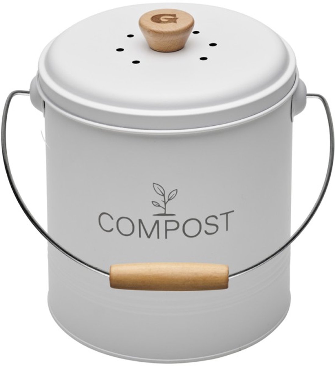 Guillouard Compostemmer – 4,5 Liter – Wit – Met Koolstoffilter en Binnen emmer