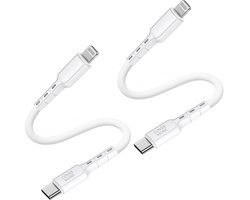 2x usb C naar geschikt voor Lightning kabel - Kort - Power delivery - Wit