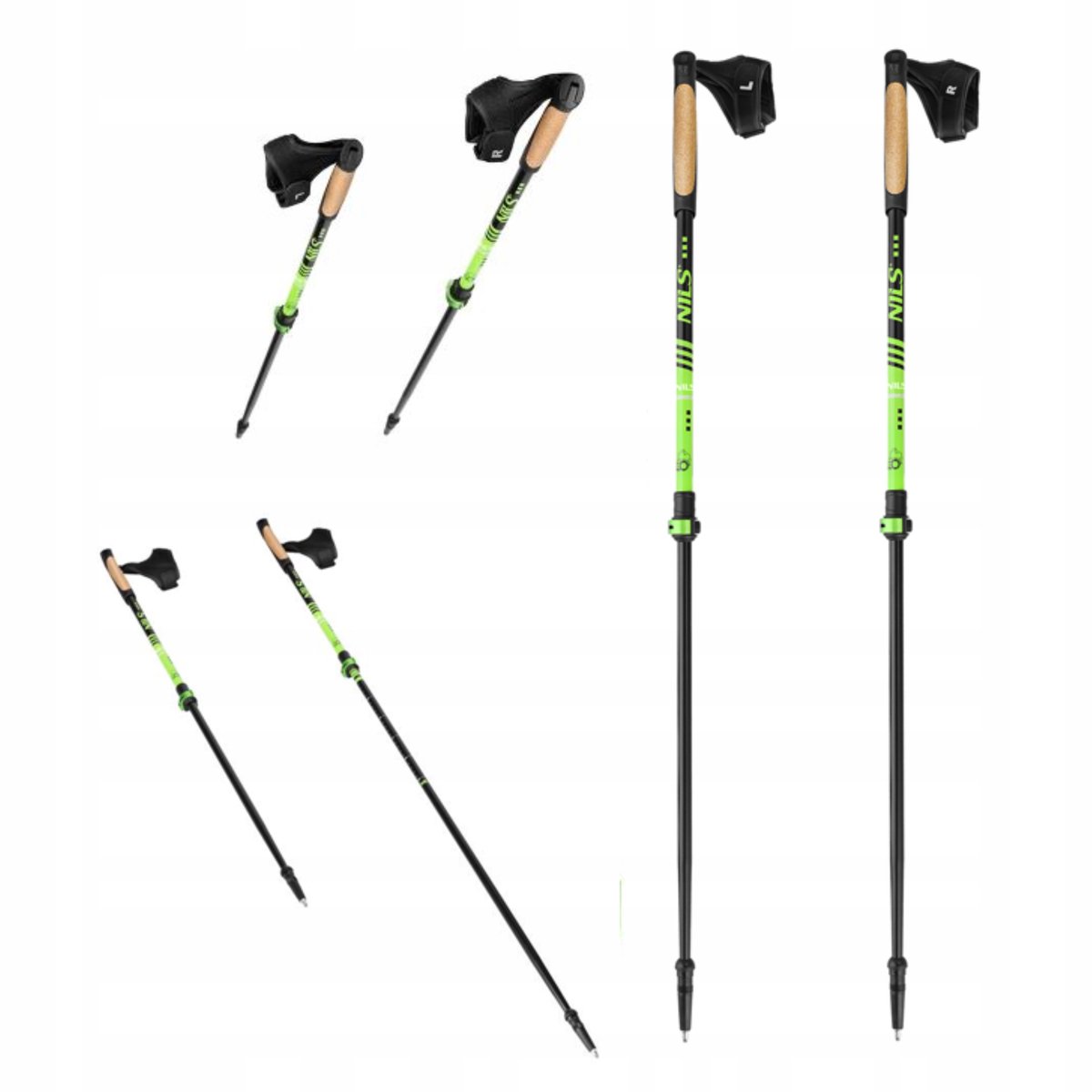 Verstelbare Nordic Walking Stokken Groen - Lichtgewicht Aluminium